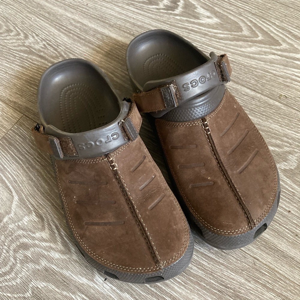 Brown suede Crocs